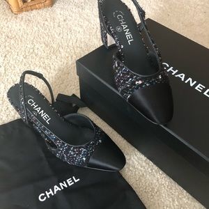 *BRAND NEW* Unique Tweed Chanel Slingbacks Size 37